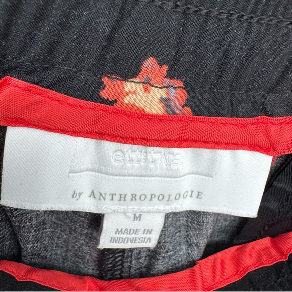 Anthropologie Black Floral Wide-Leg Pants - Picture 4 of 7